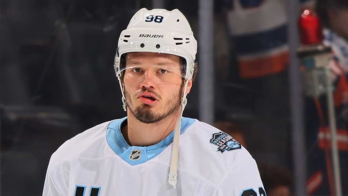 Mikhail Sergachev is pictured prior to the game Mikhail Sergachev is pictured prior to the game