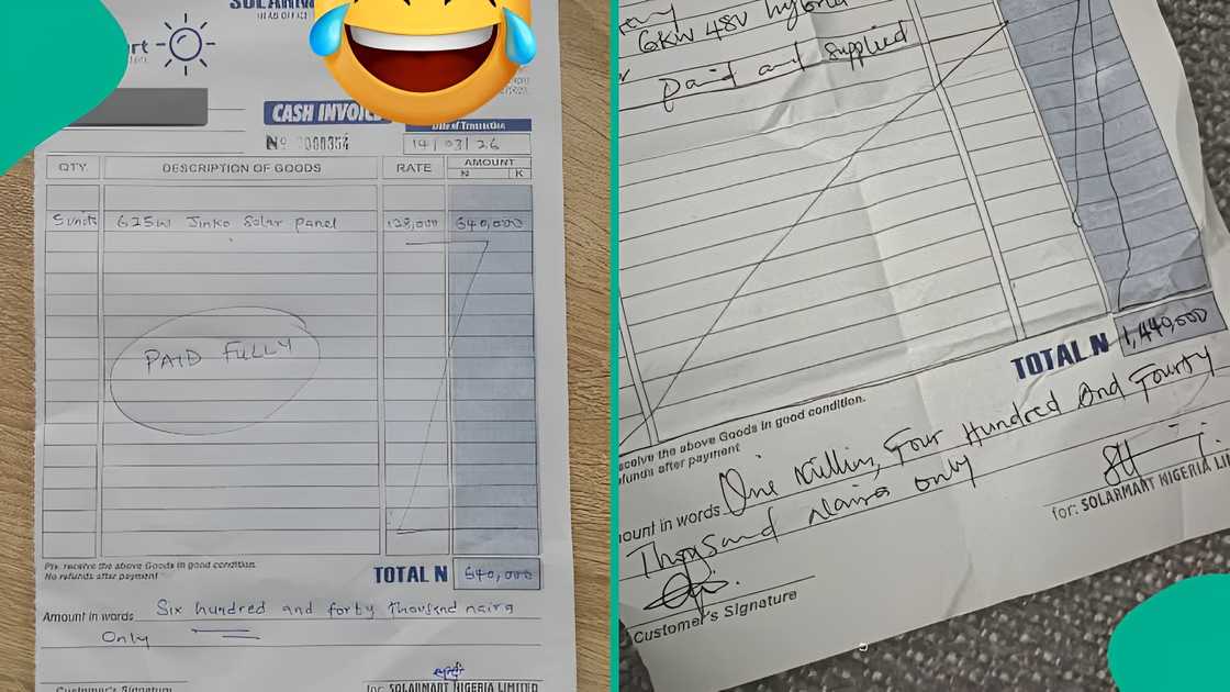 Nigerian man flaunts solar inverter, lithium batteries, and panels receipts