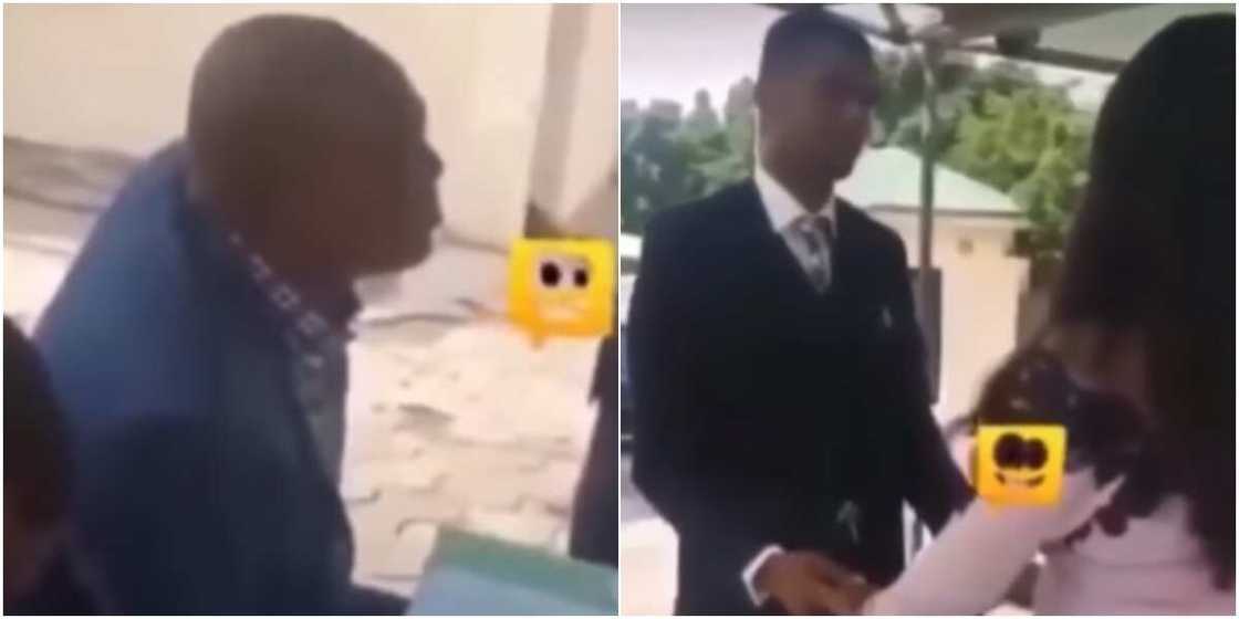 The groom was asked to vow that he would forsake all other women and girlfriends The groom was asked to vow that he would forsake all other women and girlfriends