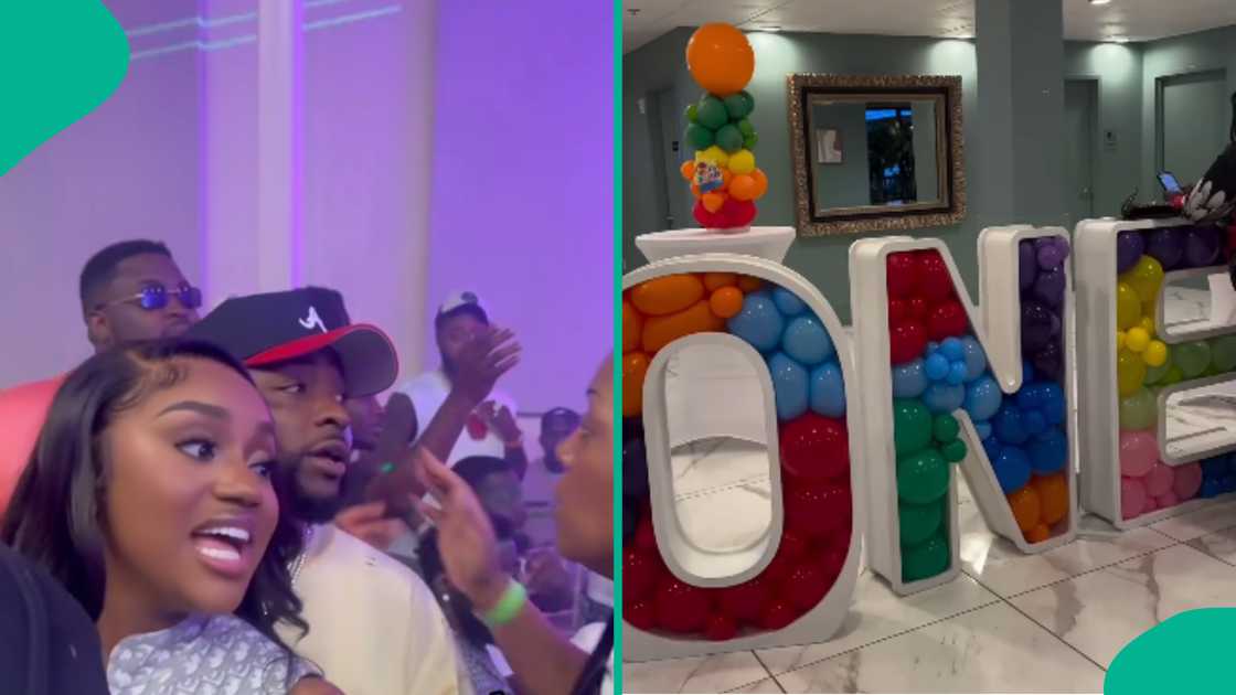 Davido's dad and Chioma's parents at twin grandchildren's first birthday party.