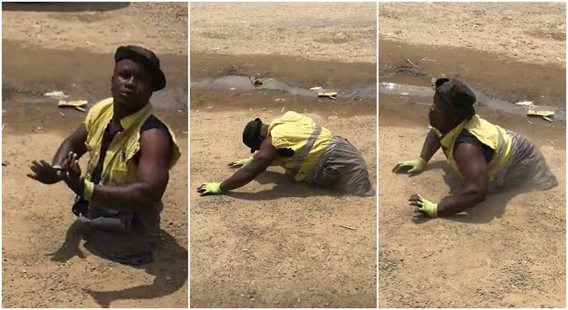 Photos of a man without legs dancing with his waist.