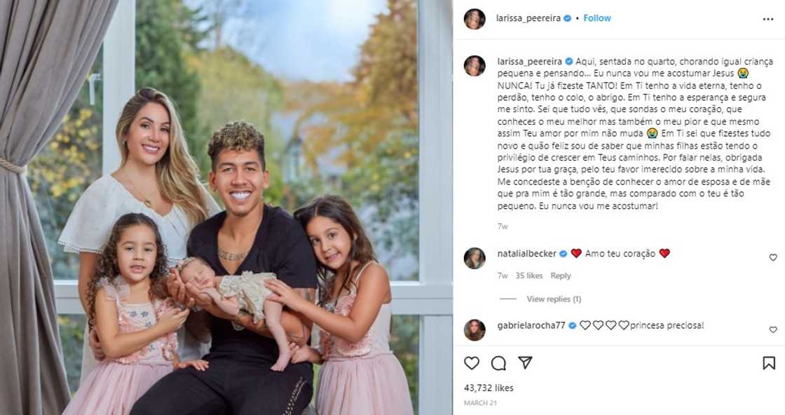 Roberto Firmino's family, wife, children