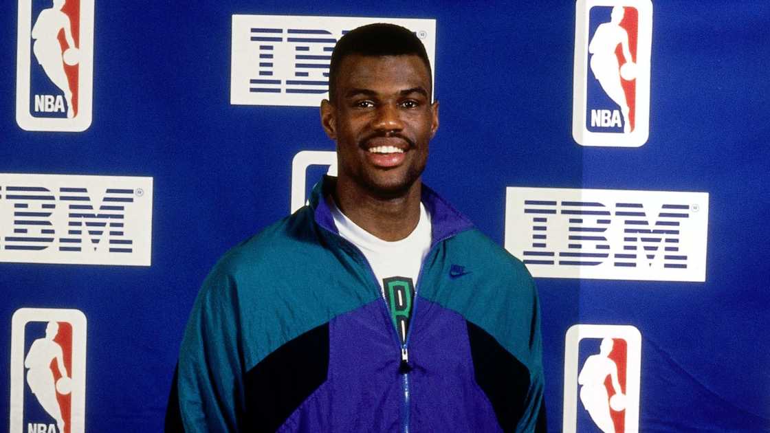 David Robinson of the San Antonio Spurs poses during an IBM award ceremony.