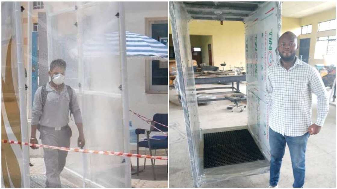 A collage of Abiodun Abraham with his constructed tunnel. Photo source: Twitter/Omasoro Ali Ovie A collage of Abiodun Abraham with his constructed tunnel. Photo source: Twitter/Omasoro Ali Ovie