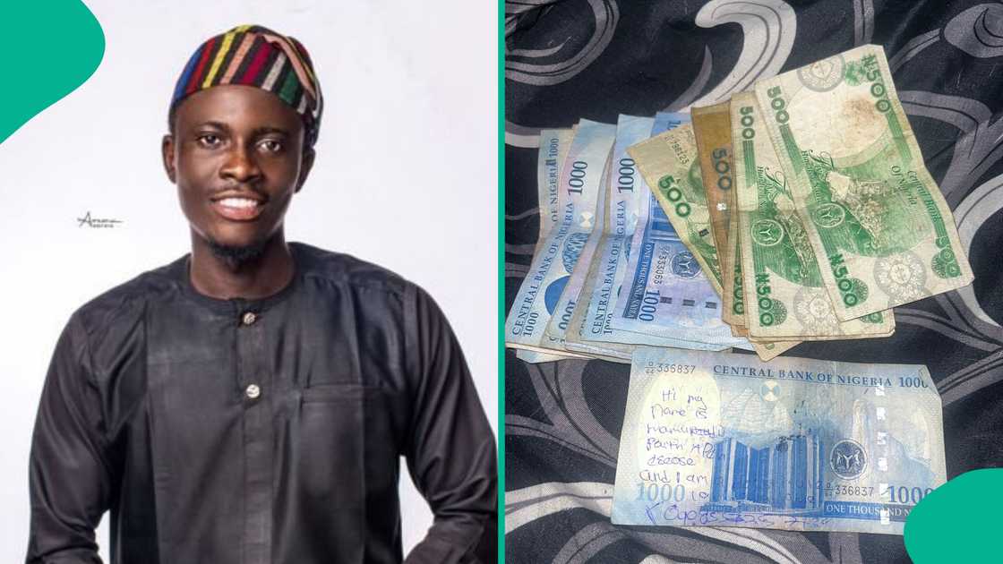 Man displays unusual write-up on N1,000 note.