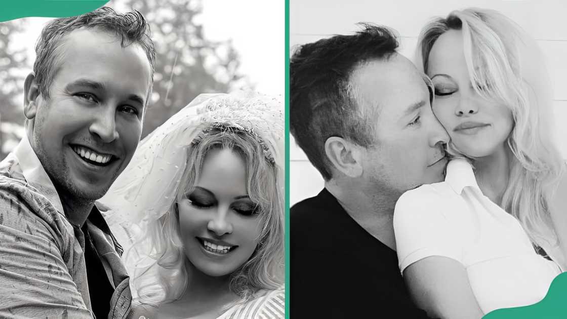 Pamela Anderson and Dan Hayhurst on their wedding day, sharing a joyful moment together. Pamela Anderson and Dan Hayhurst on their wedding day, sharing a joyful moment together.