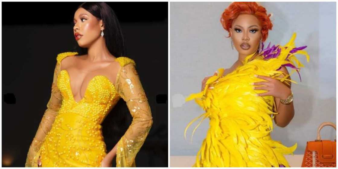 Photos of Nini and Nina in yellow dresses. Photos of Nini and Nina in yellow dresses.
