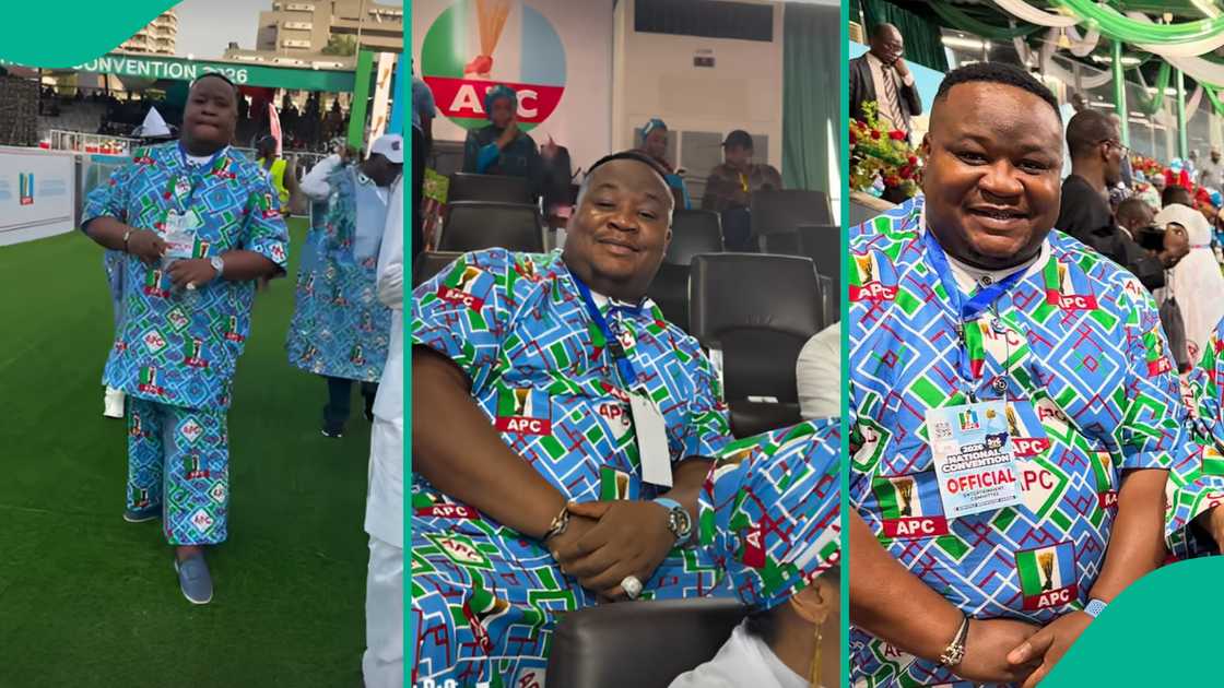 Cubana Chiefpriest attends APC convention at Eagles square Abuja.