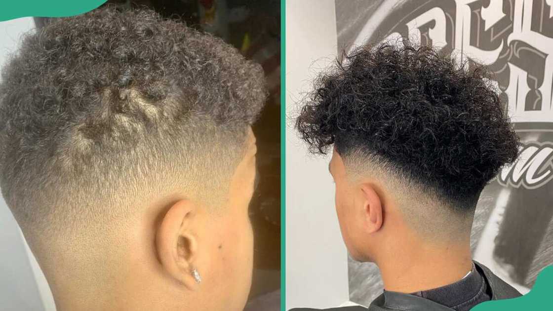 High burst fade with curls