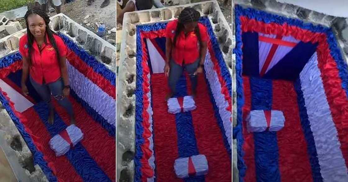 Lady decorates grave Lady decorates grave
