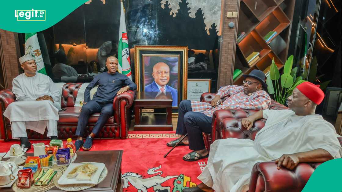 Saraki and others storm Enugu to meet with Mbah amid PDP crisis/PDP crisis/2027 election Saraki and others storm Enugu to meet with Mbah amid PDP crisis/PDP crisis/2027 election