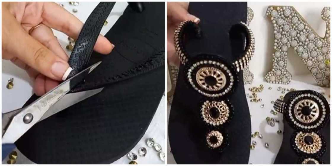 Photos of a pair of slippers.