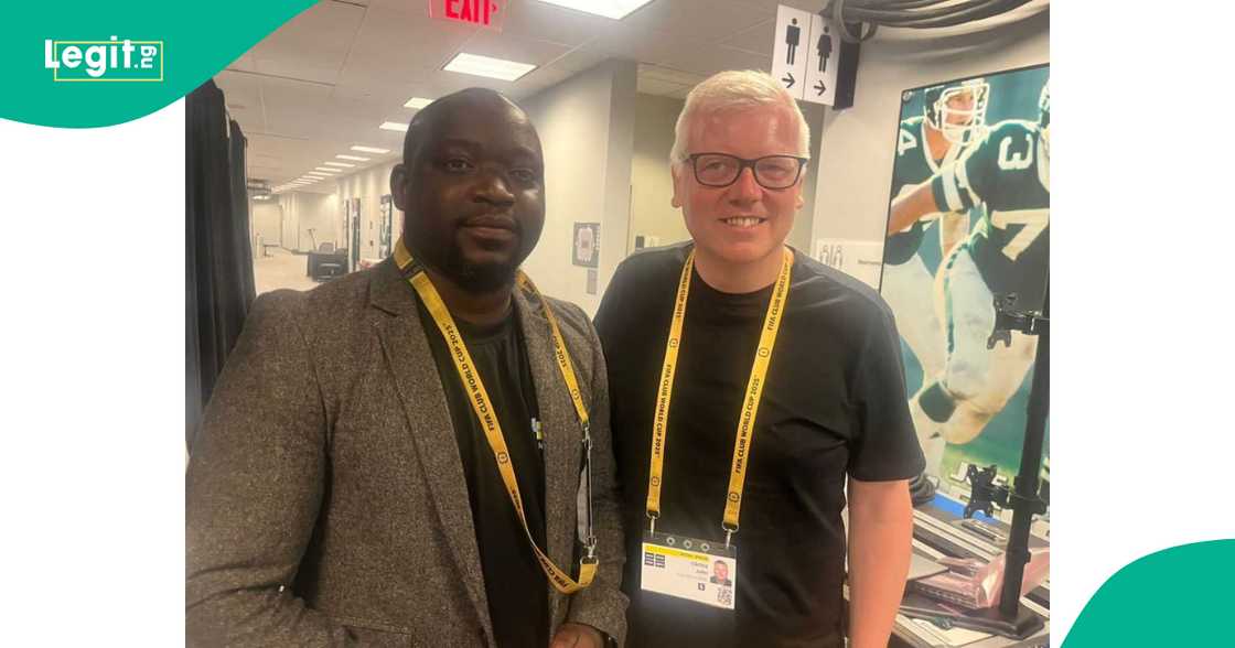 L-R: Babajide Orevba - Head of Legit.ng's Sports Desk and John Cross - The Mirror UK L-R: Babajide Orevba - Head of Legit.ng's Sports Desk and John Cross - The Mirror UK