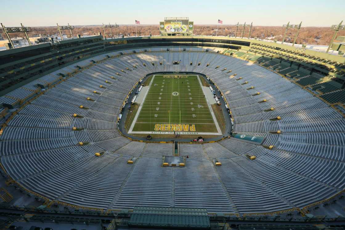 An aerial view of Lambeau Field An aerial view of Lambeau Field