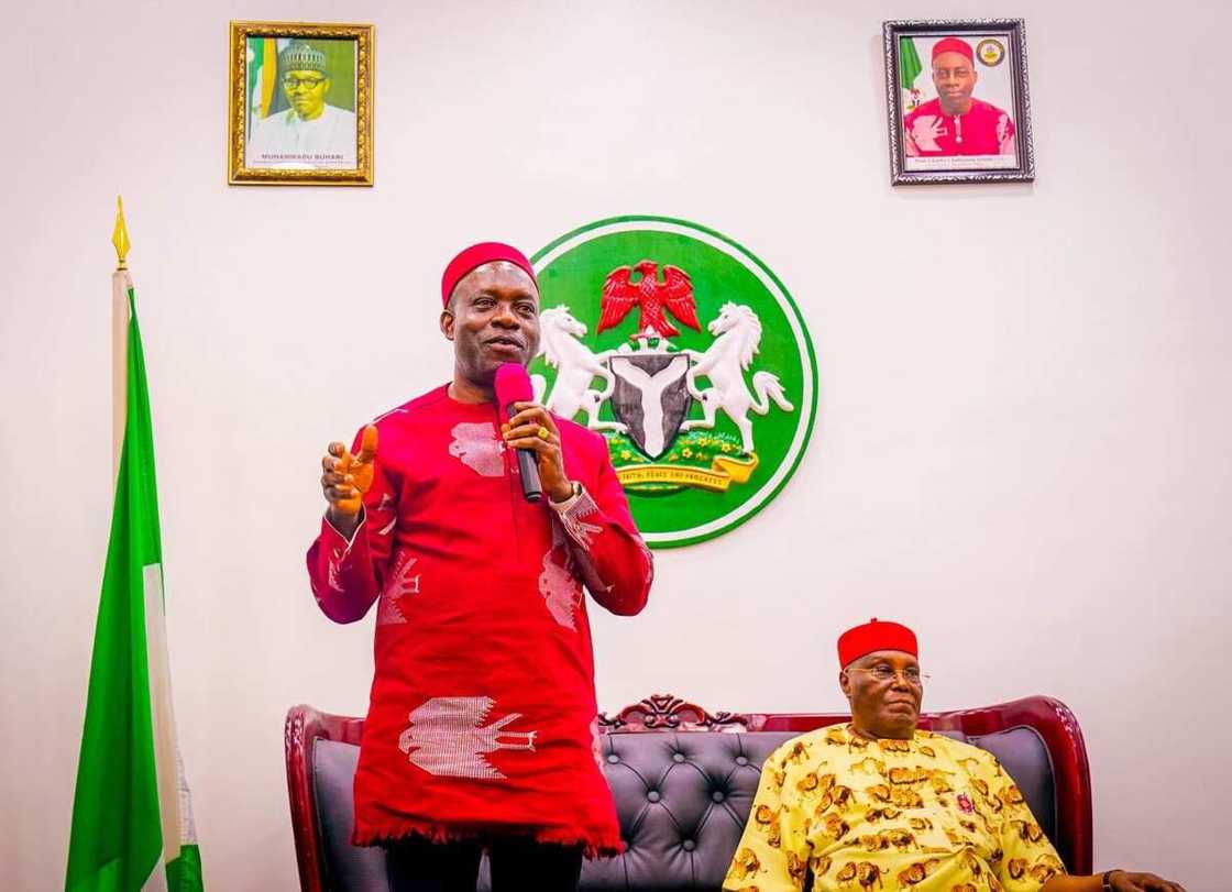 Anambra state governor, Prof. Chukwuma Soludo with Atiku Abubakar