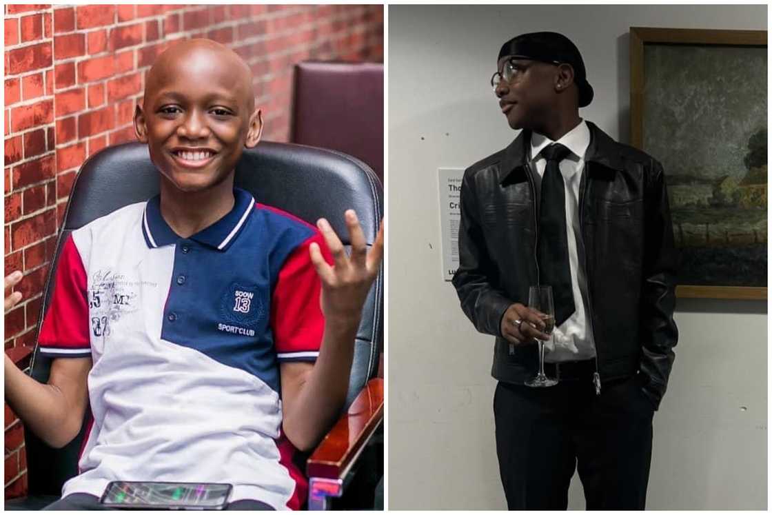 Nino Idibia smiles as he marks his 15th birthday (L). 2Baba's eldest child poses holding a wine glass (R) Nino Idibia smiles as he marks his 15th birthday (L). 2Baba's eldest child poses holding a wine glass (R)