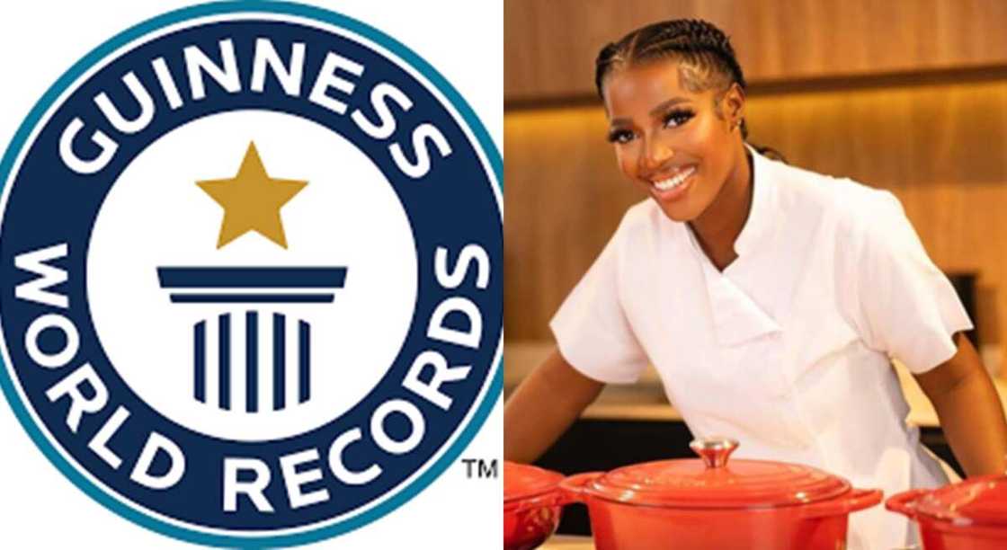 Photos of Guinness World Records logo and Hilda Baci. Photos of Guinness World Records logo and Hilda Baci.