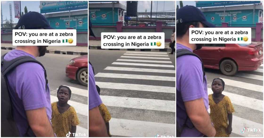 Zebra crossing, Lagos Island, white man stunned at zebra crossing, video Zebra crossing, Lagos Island, white man stunned at zebra crossing, video