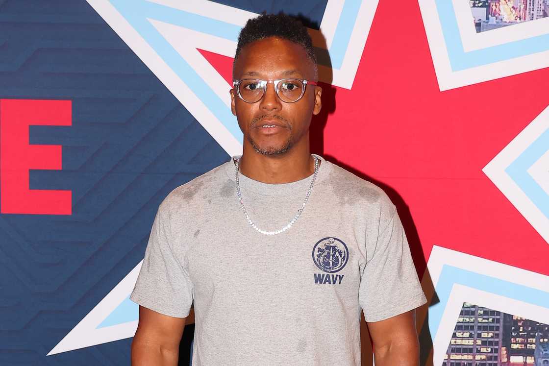 Lupe Fiasco at the drivers meeting in the Chicago Stock Exchange Trading Room at the Art Institute of Chicago