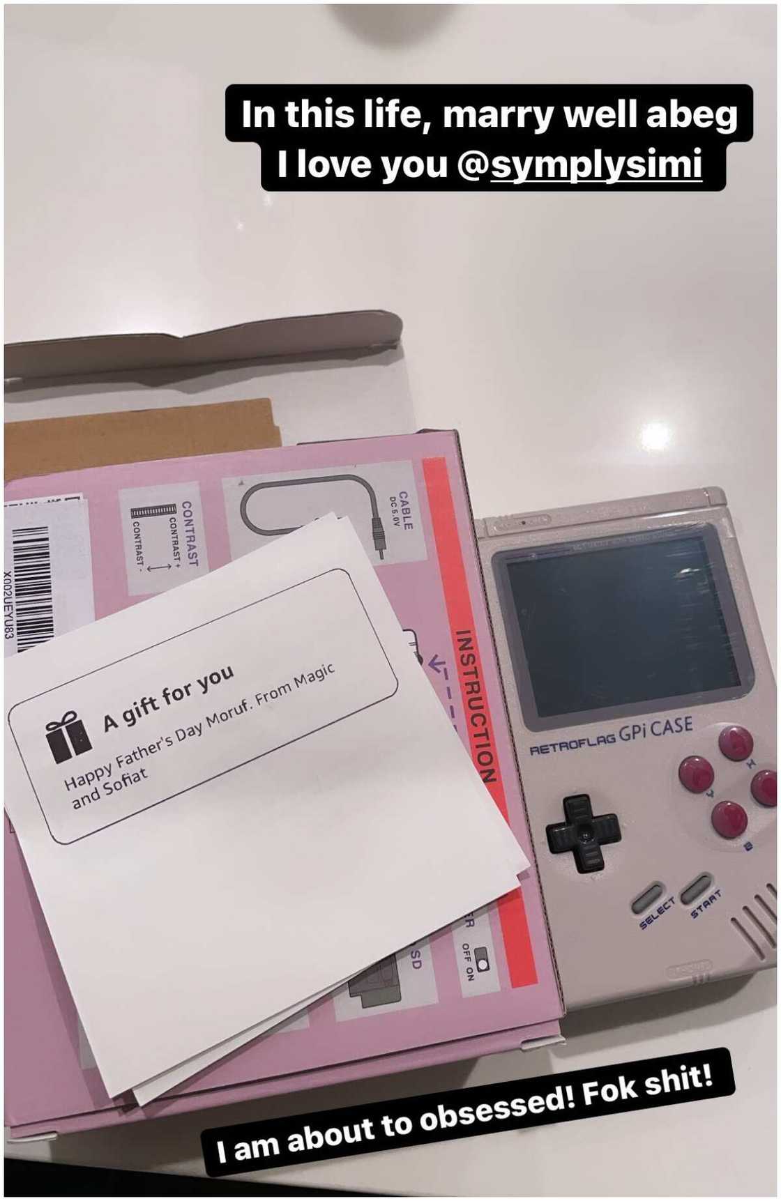 Adekunle Gold shares a photo of his Father's Day gift Adekunle Gold shares a photo of his Father's Day gift