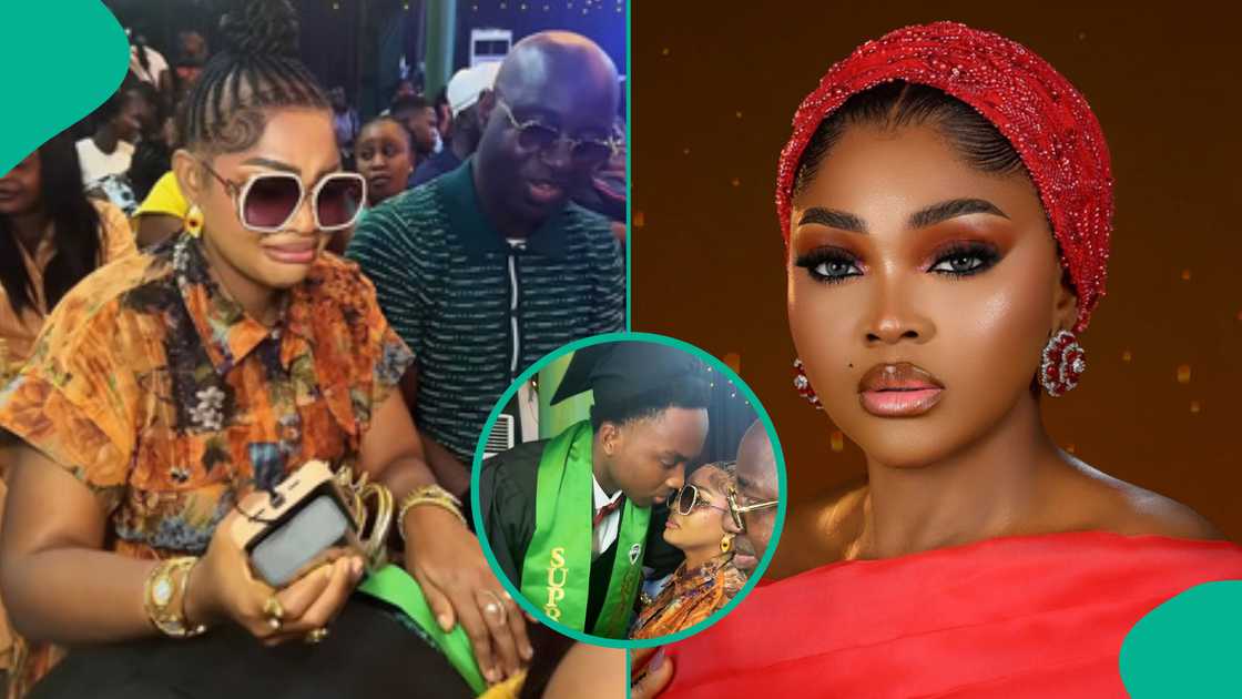 Mercy Aigbe's son and second children Juwon graduates from secondary school.