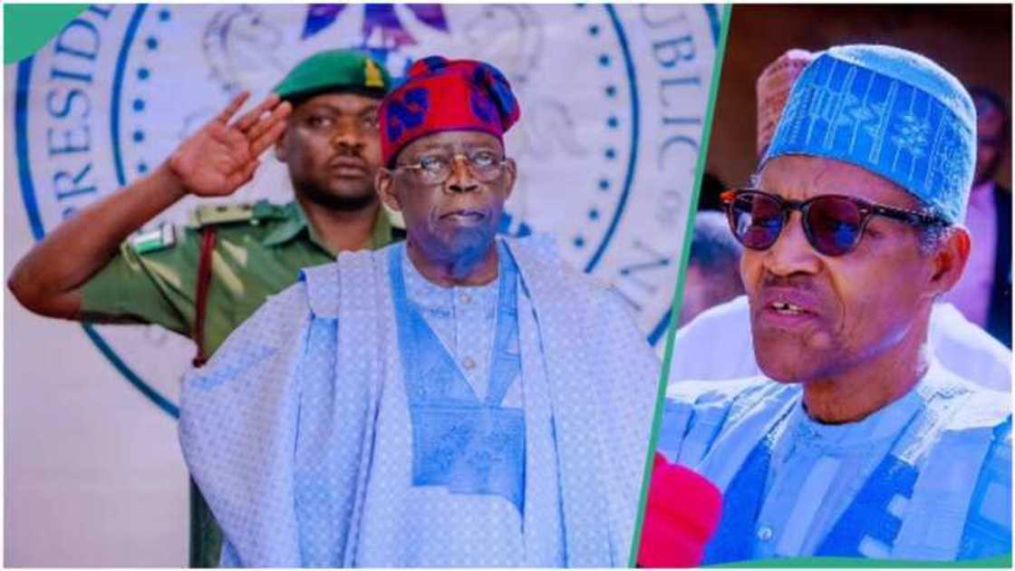Shugaba Tinubu da Muhammadu Buhari. Shugaba Tinubu da Muhammadu Buhari.