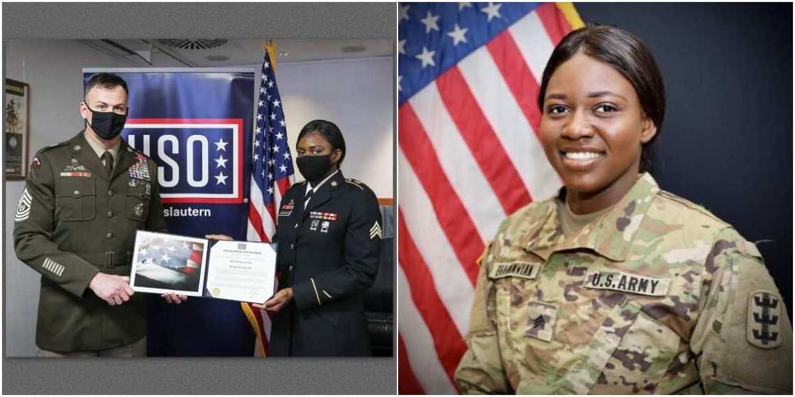 Nigerian woman wins soldier of the year award in US for rescuing colleague Nigerian woman wins soldier of the year award in US for rescuing colleague