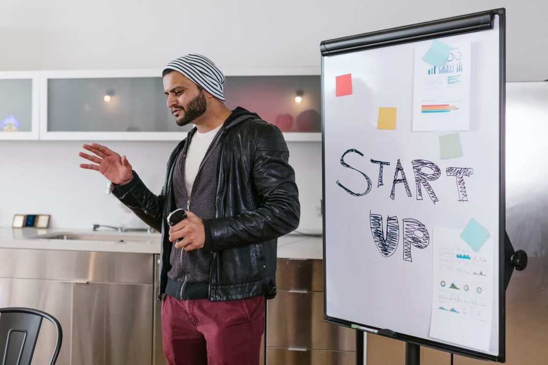 A man having a presentation