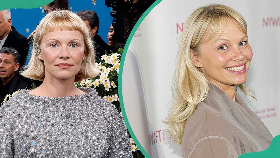 Pamela Anderson at an art museum and at an award ceremony Pamela Anderson at an art museum and at an award ceremony