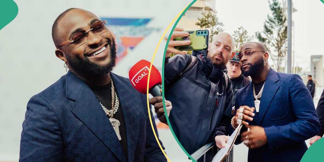 Davido speaks after performing at PFA Awards. Davido speaks after performing at PFA Awards.