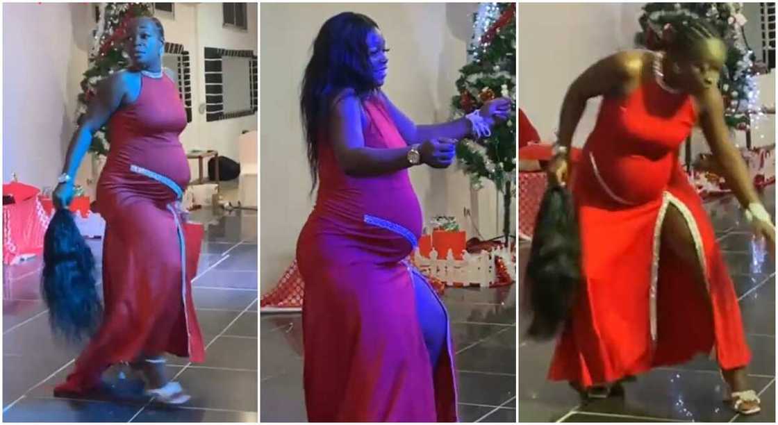 Photos of a pregnant woman dancing.