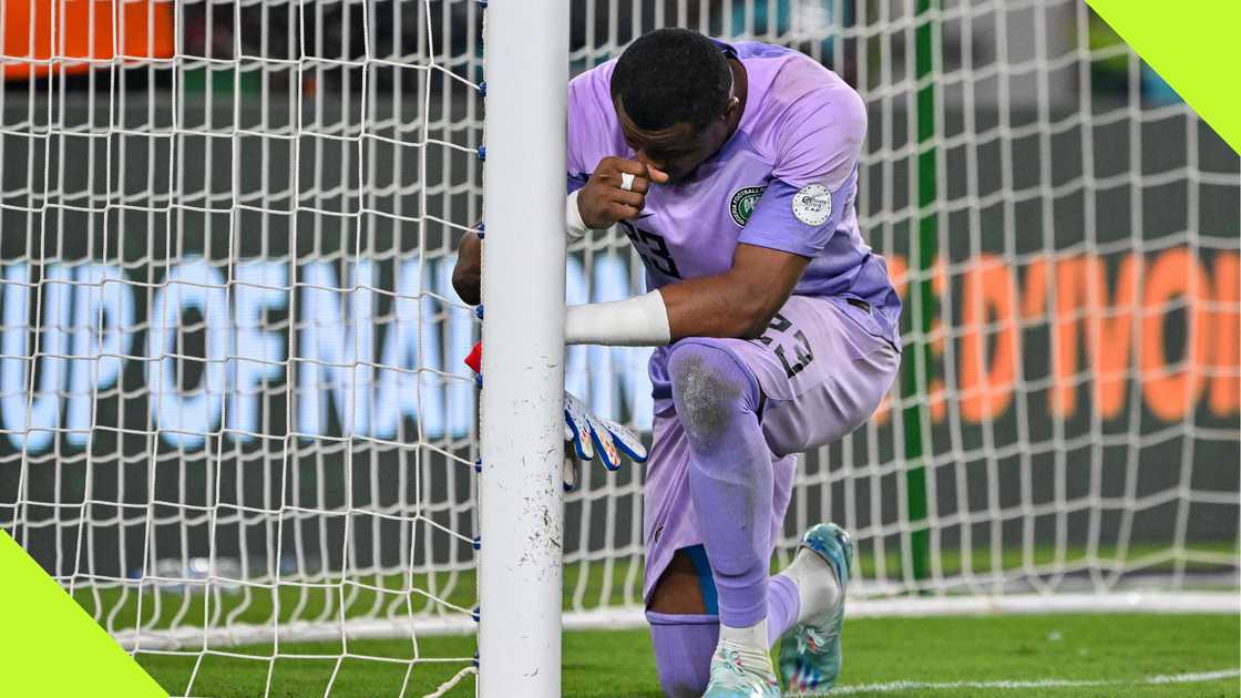 Stanley Nwabali during the Africa Cup of Nations semi final against South Africa