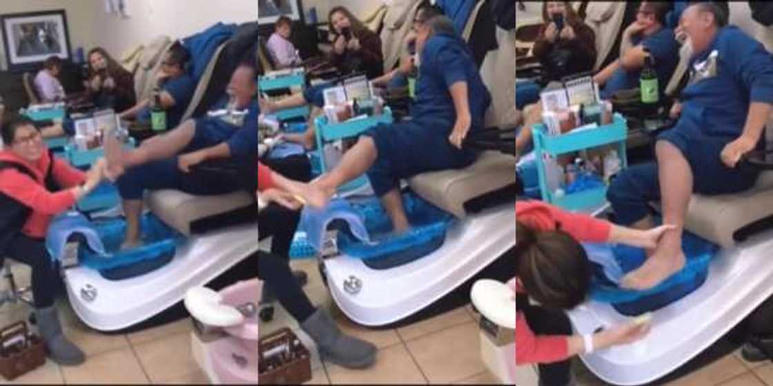 Reactions as Man Laughs Uncontrollably While Getting a Pedicure In Viral Video Reactions as Man Laughs Uncontrollably While Getting a Pedicure In Viral Video