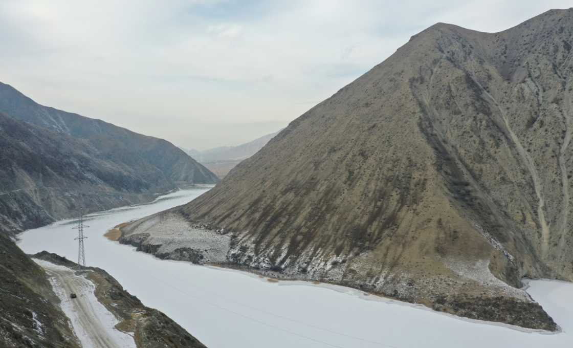 The Naryn River near the site of the planned Kambar-Ata-1 hydroelectric dam project in Kyrgyzstan