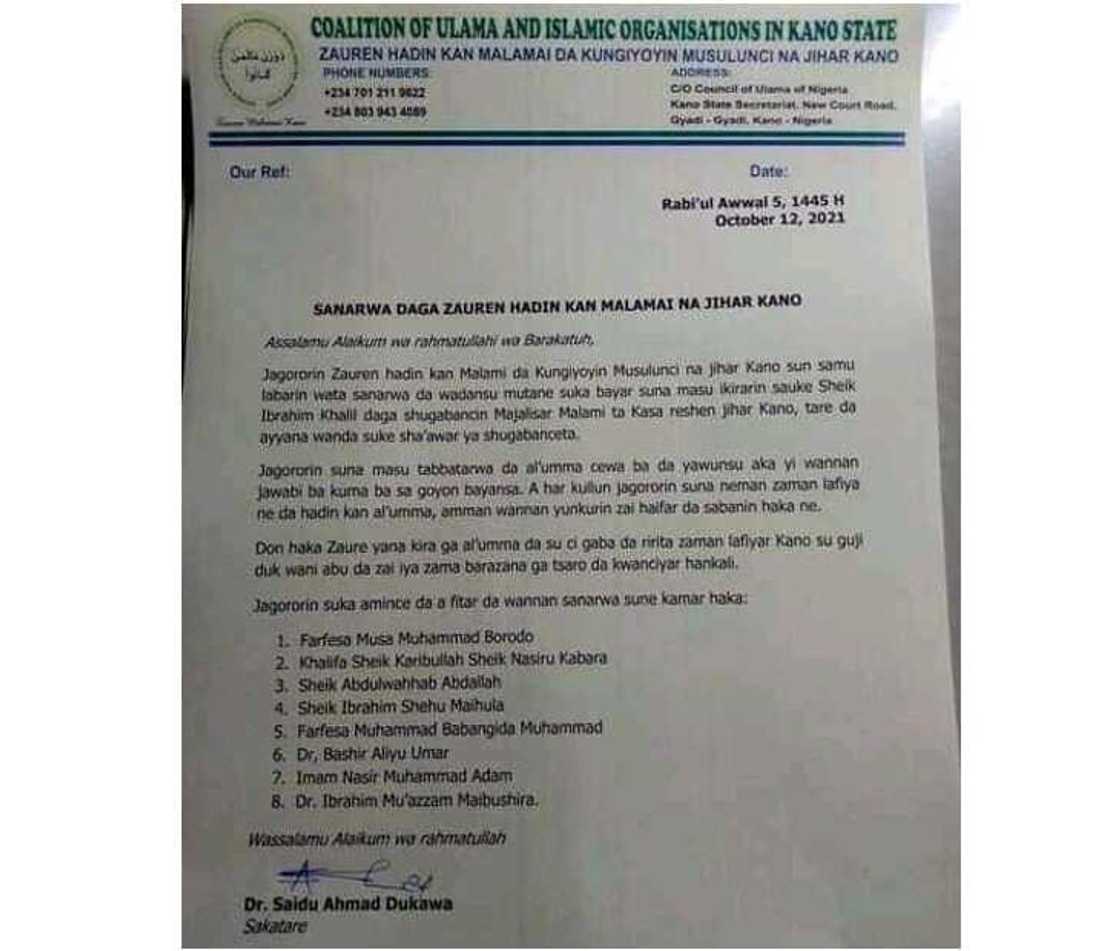 Malaman Kano sun yi martani kan tsige Sheikh Kalil Malaman Kano sun yi martani kan tsige Sheikh Kalil