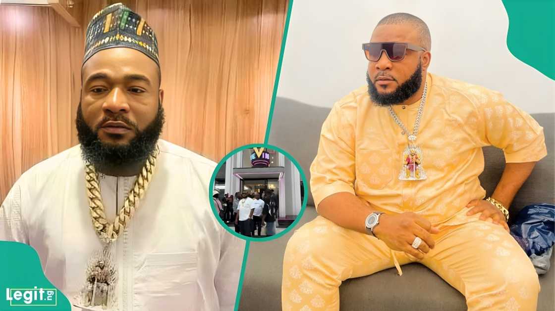 Sam Larry confronts a videographer recording him outside a Lagos nightclub