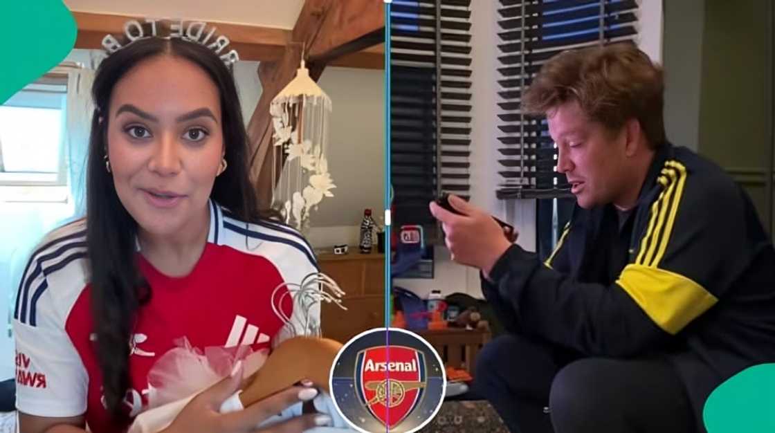 Fans react as Oyibo lady shares husband’s emotional Arsenal celebration