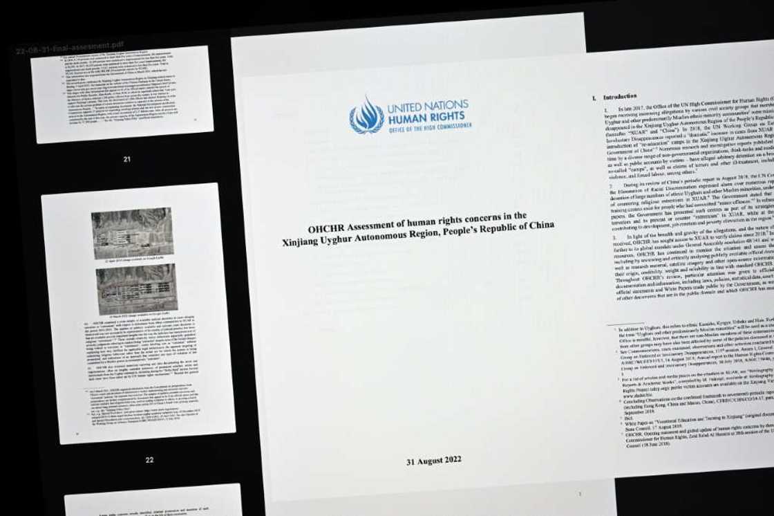 The report, released minutes before Bachelet finished her term, brought the UN seal to allegations by campaigners and others of a litany of abuses in Xinjiang The report, released minutes before Bachelet finished her term, brought the UN seal to allegations by campaigners and others of a litany of abuses in Xinjiang