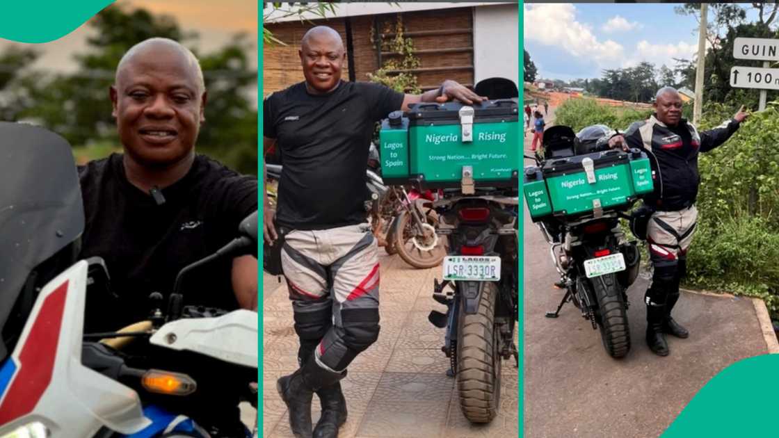 Kunle Adeyanju rides his bike from Lagos to Spain. Kunle Adeyanju rides his bike from Lagos to Spain.