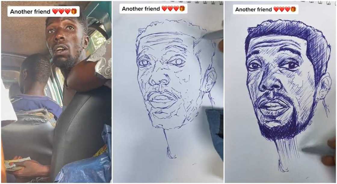 Bus conductor sketched by an artist. Bus conductor sketched by an artist.