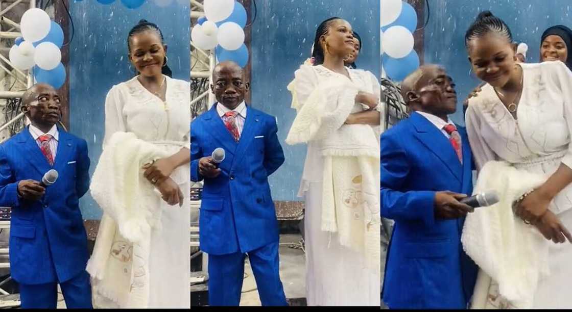 Photos of a bride and her groom in church.