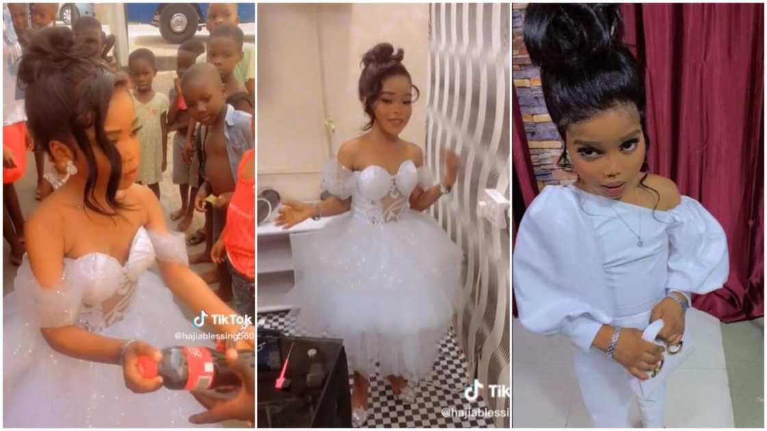 Kid ricked white gown/she shared drinks. Kid ricked white gown/she shared drinks.