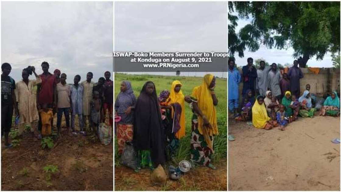 mayakan Boko Haram 14, mata da yara 31 sun sake mika wuya a Konduga mayakan Boko Haram 14, mata da yara 31 sun sake mika wuya a Konduga