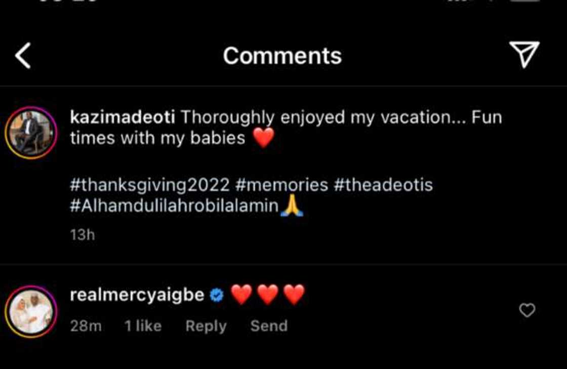 Mercy Aigbe reacts as Adekaz vacations with his children. Mercy Aigbe reacts as Adekaz vacations with his children.