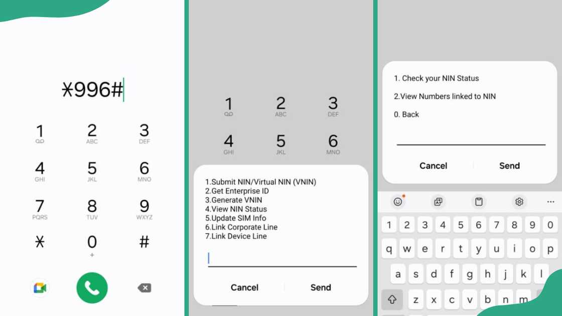The process of checking numbers linked to NIN using USSD code