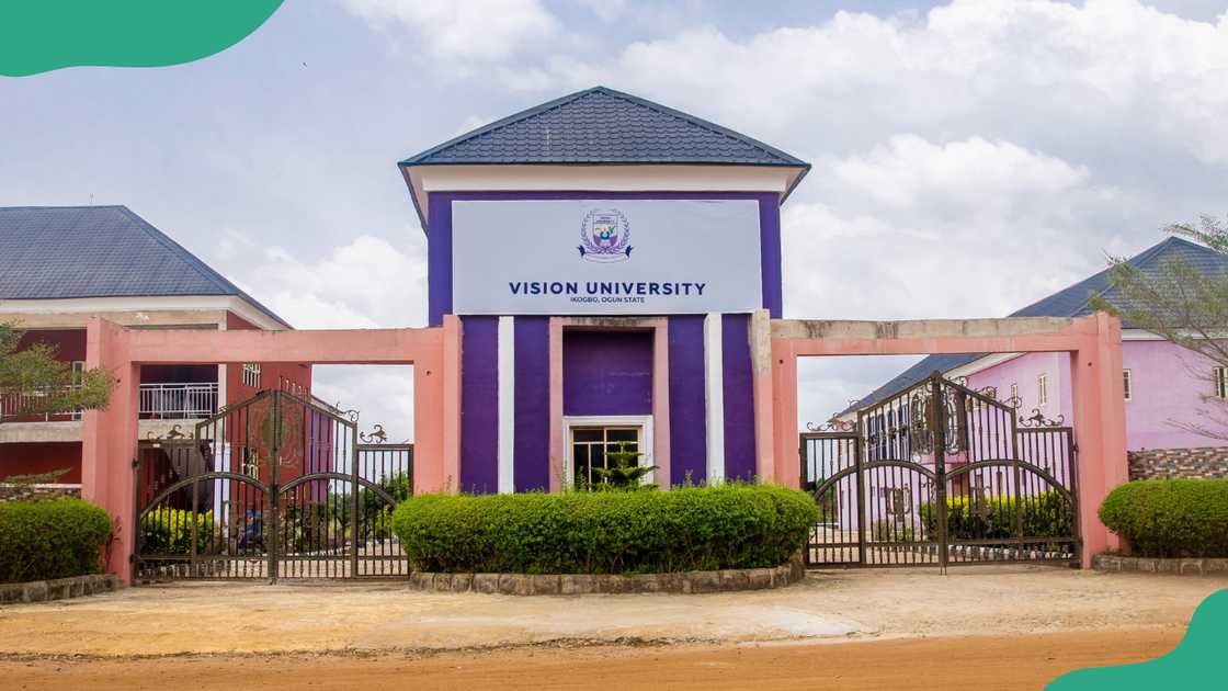 Vision University main entrance gate. Vision University main entrance gate.