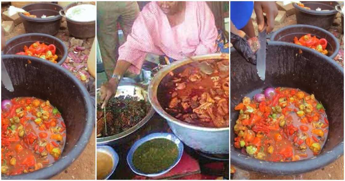 Nigerian lady, mama put, tomatoes, pepper, onions