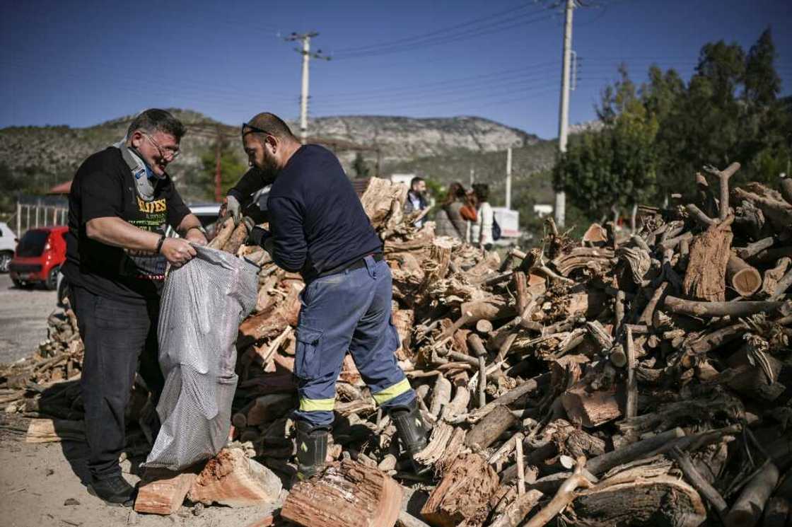 The firewood comes from trees that fell down in a snowstorm in January