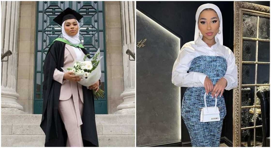 Photos of pretty black lady in graduation gown as she becomes a doctor.