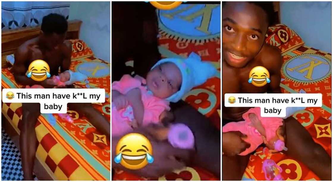 Photos of Nigerian man Big Miller and his infant baby who he fed. Photos of Nigerian man Big Miller and his infant baby who he fed.